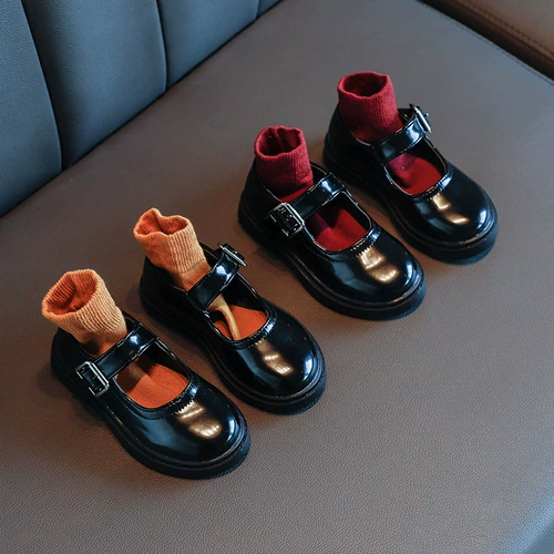 Девочки черная кожаная обувь для обуви