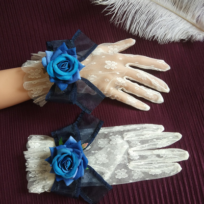 taobao agent White lace gloves, retro sleeves, Lolita style, flowered, lace dress