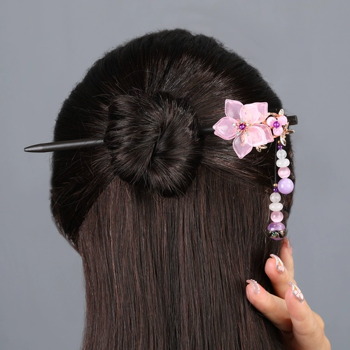 Этническая китайская шпилька, длинная заколка для волос, короткий ретро аксессуар для волос с кисточками, этнический стиль, серебро 925 пробы