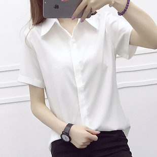 Shirt, top for leisure for elementary school students, with short sleeve, Korean style, plus size