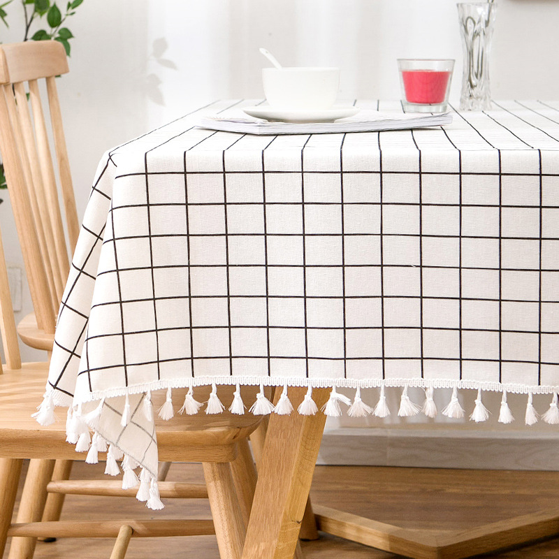 nordic style desk  cotton and linen tablecloth ins style student dormitory bedroom japanese-style small fresh chinese fabric