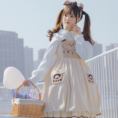 taobao agent [Xingchen Garden] Original genuine small brown bear jsk spring light core velvet bud skirt Lolo Tower skirt