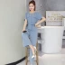 Shen Yidu mùa hè 2021 new plus size phụ nữ thời trang mùa hè ngắn tay quần ống rộng jumpsuit 1823 - Bộ đồ Bộ đồ