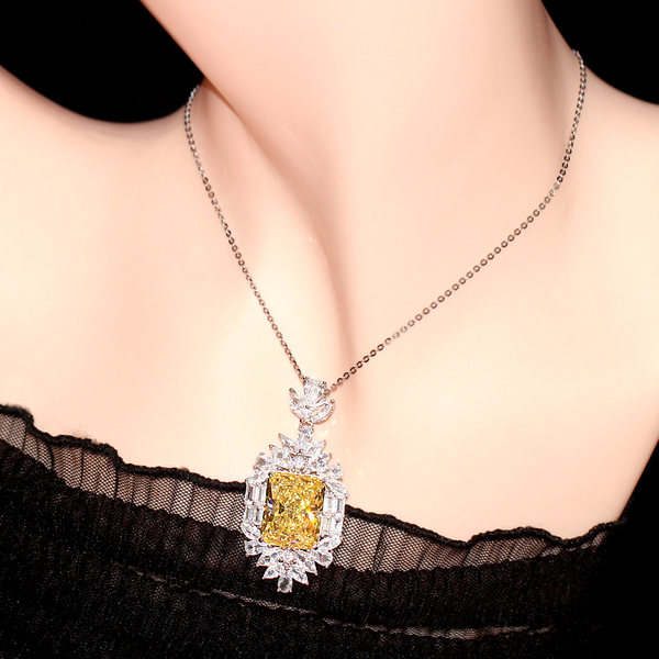 Подвеска, прямоугольное ожерелье, серебро 925 пробы