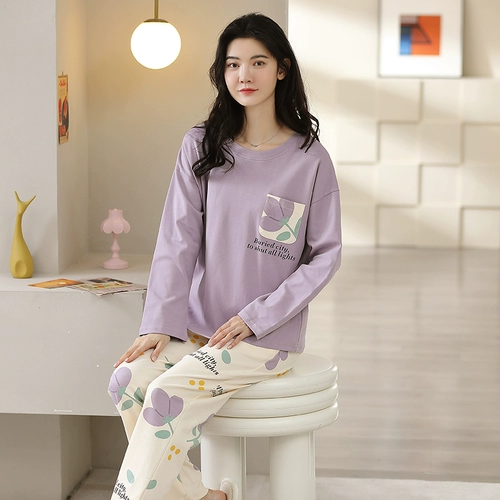 Осенняя хлопковая пижама, осенний комплект для отдыха, коллекция 2022, в корейском стиле
