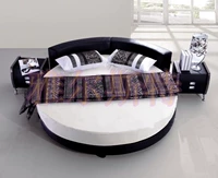 Круглая кровать кожаная арт двойная мягкая свадебная кровать современная минималистская главная спальня