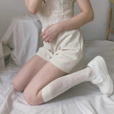 taobao agent Retro lace brand socks, French retro style, with embroidery, lace dress, flowered