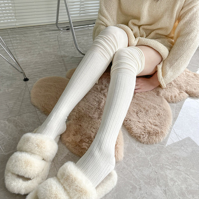 taobao agent White khaki beige socks, Japanese high boots