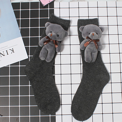 taobao agent Demi-season socks, woolen keep warm doll, South Korea, with little bears