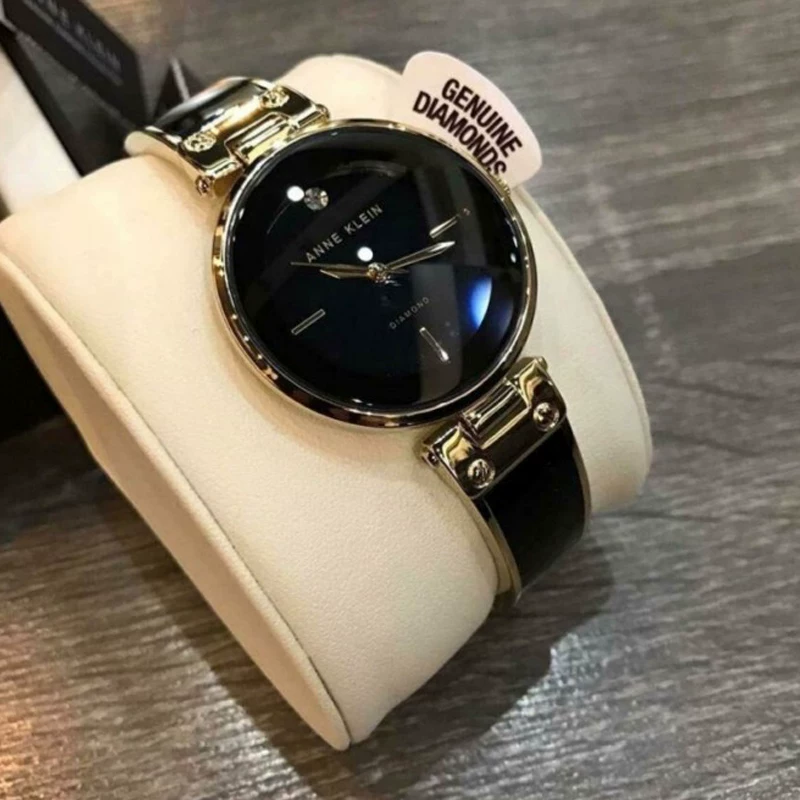 Покупка женских часов Anne Klein модные часы черный золотой инкрустированный бриллиантами 1414bkgb