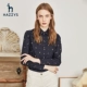 Hazzys 2020 mới in áo sơ mi mỏng giản dị mùa thu và mùa đông cotton thuần khiết dài tay áo sơ mi hàng đầu của phụ nữ - Áo sơ mi dài tay