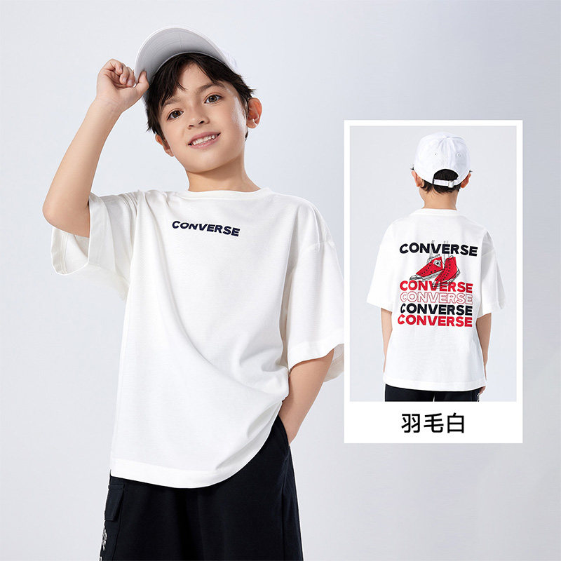 Converse 匡威 26夏季新款 男童凉感圆领短袖T恤（110-160cm）4色 金币+券后38.37元包邮