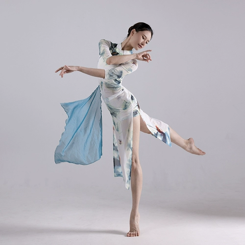 Классический танец улучшил сетку Новый китайский костюм Cheongsam Dance для женщин Эластичный и элегантный китайский танец Costume Costume