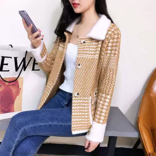 Короткий трикотажный лонгслив, зимний кардиган, кукла, куртка, осенний, оверсайз, кукольный воротник