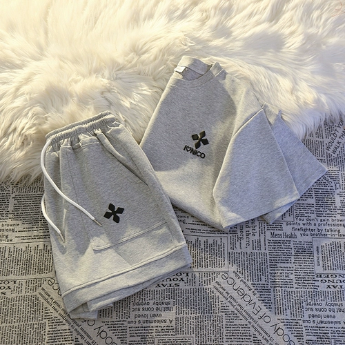 Хлопковый спортивный костюм, комфортный комплект, летняя одежда, шорты, короткий рукав