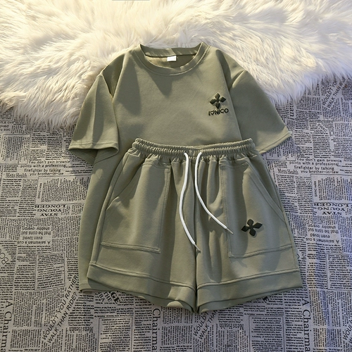 Хлопковый спортивный костюм, комфортный комплект, летняя одежда, шорты, короткий рукав