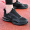 Кожаная сетка, качественная сетчатая воздухопроницаемая мужская обувь 5525 черный / замочный пепел