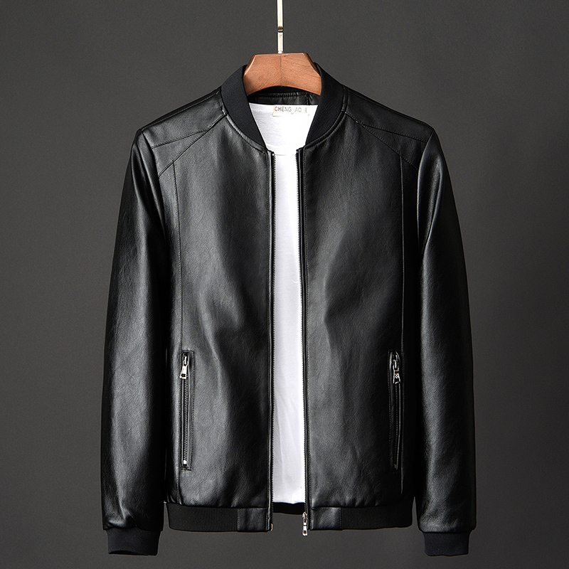 Men's Clothing 2024 New Autumn Stand-up Collar Trendy Leather Jacket, Men's One-piece Drop Shipping_voghion.com