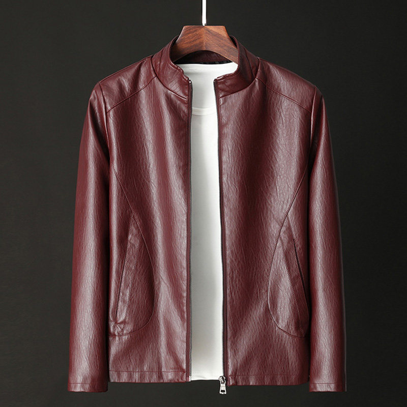 Men's Clothing 2024 New Autumn Stand-up Collar Trendy Leather Jacket, Men's Fleece Leather Jacket Men's Leather Men's Jacket Sheepskin Jacket_voghion.com