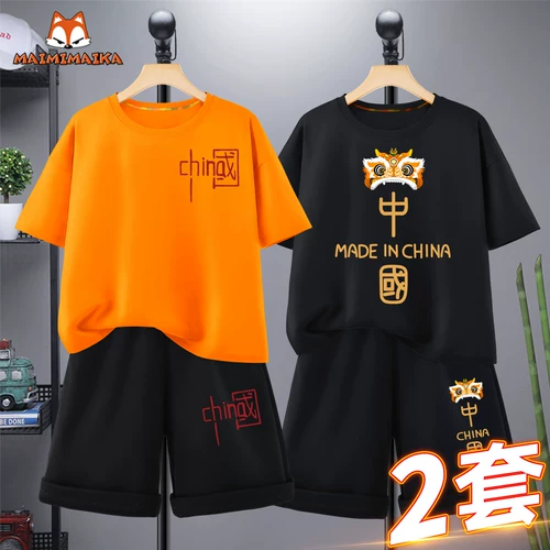 Хлопковая футболка с коротким рукавом для мальчиков, летний комплект, летняя летняя одежда, короткий рукав, детская одежда, подходит для подростков