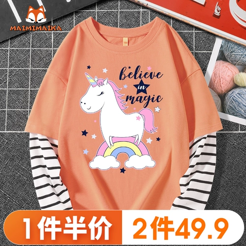 Приятный телу осенний хлопковый детский лонгслив, детская одежда, коллекция 2021, в западном стиле