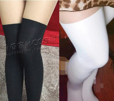 taobao agent [Different Pavilion] Fake knee/fake high tube/fake thigh socks black and white, blue rose red no meat 3 pairs of free shipping
