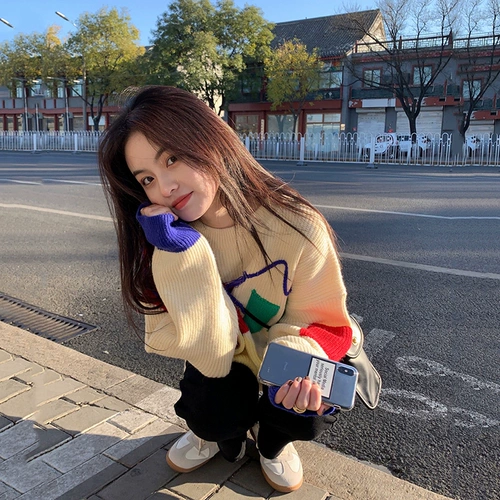 Японский ретро сексуальный демисезонный свитер, коллекция 2022, изысканный стиль, свободный крой