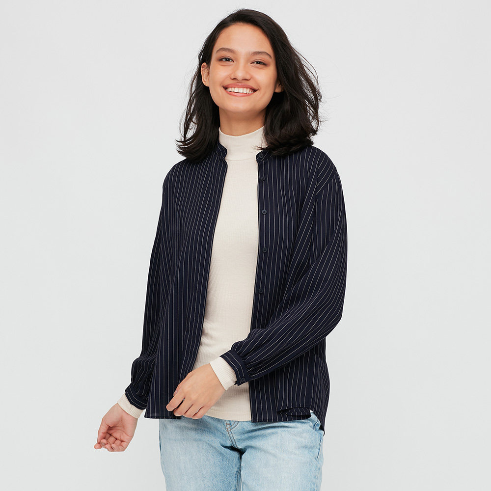uniqlo women's rib high ne t-shirt (long sleeve) 428316 uniqlo
