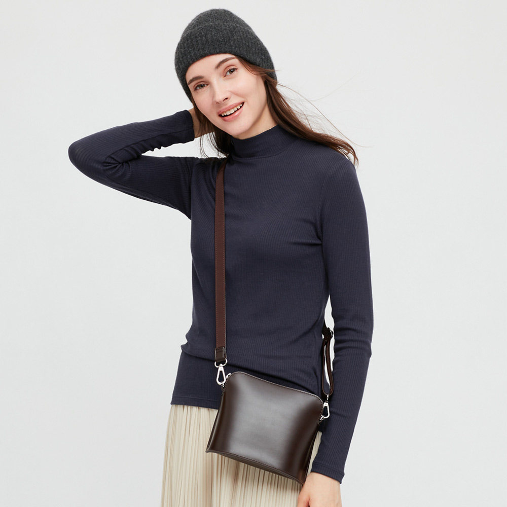 uniqlo women's rib high ne t-shirt (long sleeve) 428316 uniqlo