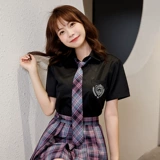 伯曼 Оригинальная рубашка, весенняя униформа, японская школьная юбка для школьников, длинный рукав, с вышивкой, с медвежатами, короткий рукав
