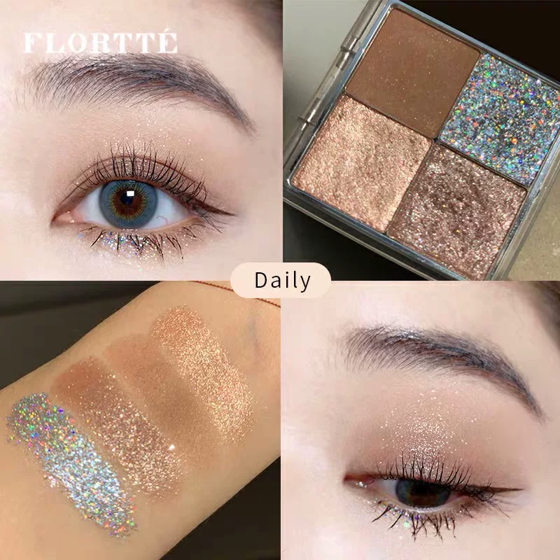 Flortte, тени для век, четыре цвета
