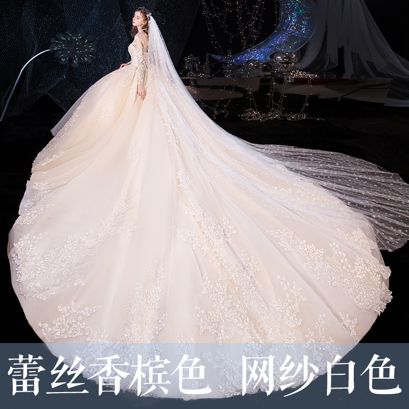 odelia2019 new alice sen fantasy super fairy one shoulder winter tail main wedding dress bride