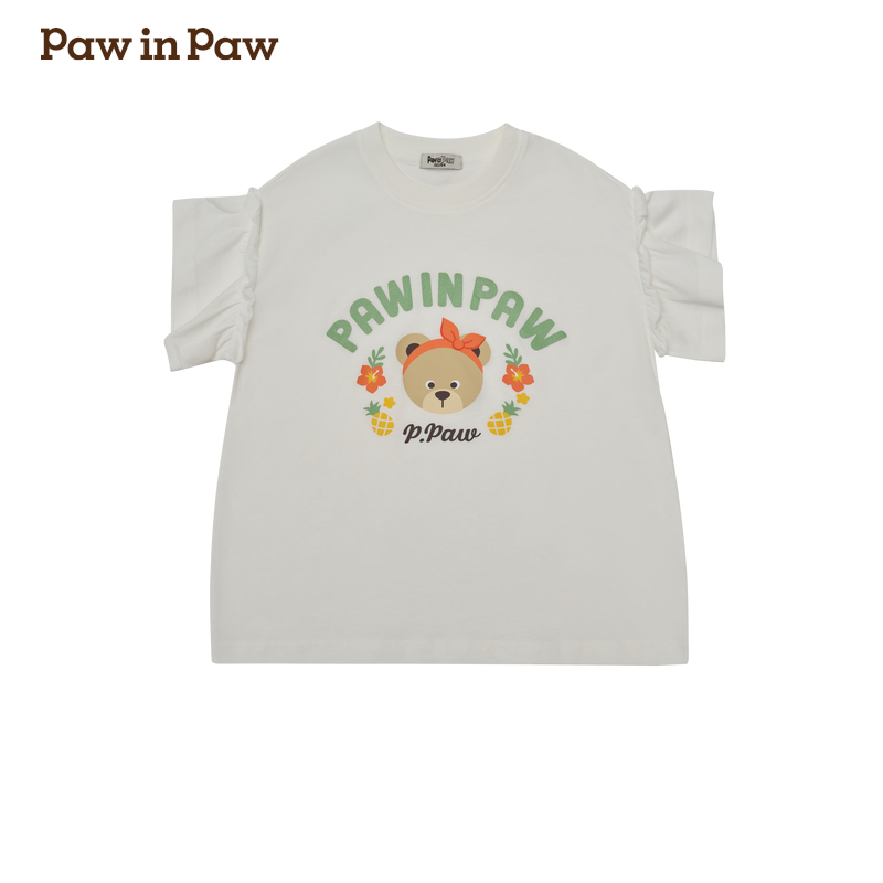 【凑单102.6】【PawinPaw】花边袖圆领T恤