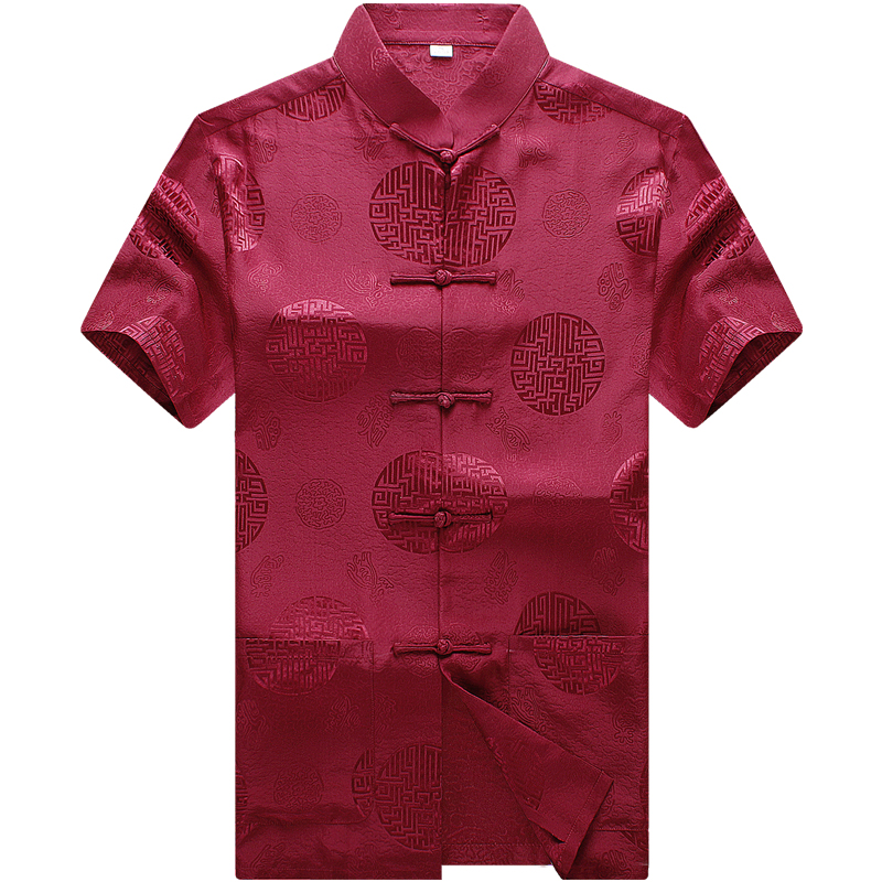 [USD 138.88] hangzhou silk tang clothing men mulberry silk satin short ...