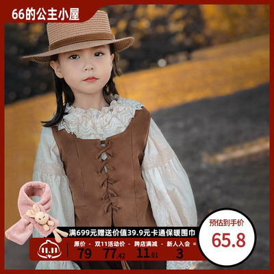 taobao agent Children's autumn vest for princess, velvet top, western style