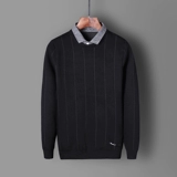 Комплект, трендовый демисезонный осенний свитер, мужская флисовая трикотажная рубашка, лонгслив, увеличенная толщина