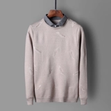 Комплект, трендовый демисезонный осенний свитер, мужская флисовая трикотажная рубашка, лонгслив, увеличенная толщина