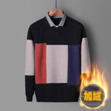 Комплект, трендовый демисезонный осенний свитер, мужская флисовая трикотажная рубашка, лонгслив, увеличенная толщина