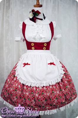 taobao agent [Cherry & Berry] Summer cool cherry strawberry chest camisole skirt JSK spot (sending apron)