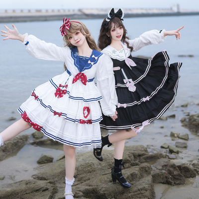 taobao agent Genuine design cute navy rabbit, dress, Lolita OP, three-layer veil, Lolita style