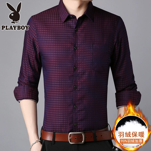 Tmall, playboy, утепленная утеплённая рубашка с пухом, термобелье, для мужчины среднего возраста