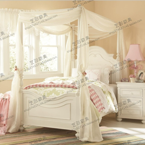 Классическая кроватка из натурального дерева для принцессы, французский стиль, 1.8м