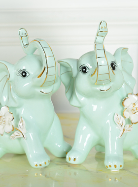 福禄寿桃鹿摆件家居装饰品陶瓷工艺老年人生日礼物祝寿送长辈礼品