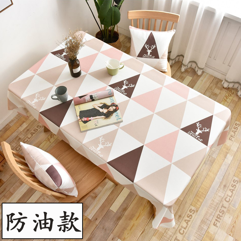 nordic tablecloth fabric cotton linen waterproof and oil-proof disposable rectangular pvc tea table cloth table mat desk ins students