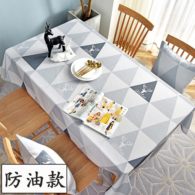 nordic tablecloth fabric cotton linen waterproof and oil-proof disposable rectangular pvc tea table cloth table mat desk ins students