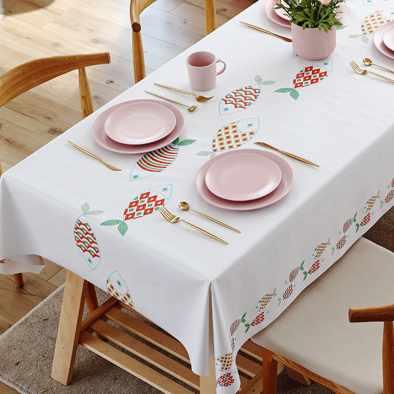 nordic tablecloth fabric cotton linen waterproof and oil-proof disposable rectangular pvc tea table cloth table mat desk ins students