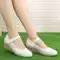 Giày y tá màu trắng đế nêm gót gân đế giữa gót giày công sở chuyên nghiệp giày mùa xuân giày đơn nữ da thật giày bơm 