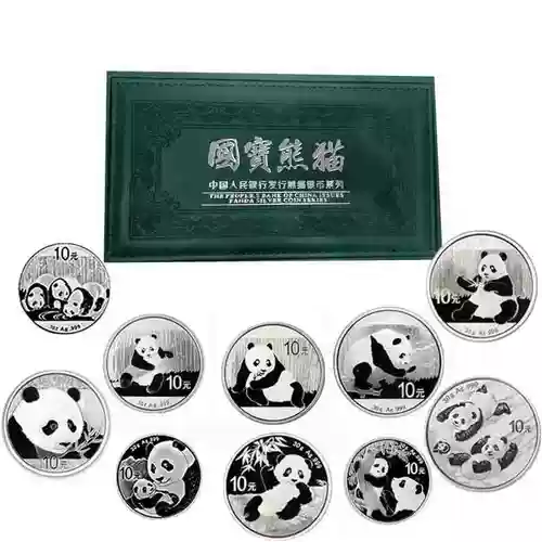 Баозен. Китайская серебряная монета Panda с 2013 по 2022 год.