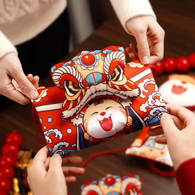 taobao agent New Year's Red Packet Creative Spring Festival Cartoon Fabric Lion New Personality Cute Children Pressing New Year Wallet