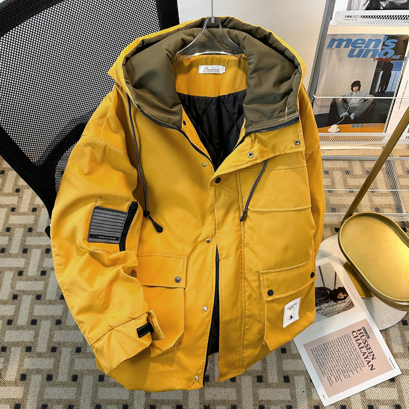 Heren Casual Windjack Jassen Capuchon Jas Amerikaanse Zware Capuchon Katoenen Jas Heren en Dames Winter Ins Tide Warme Jas High Street Couple_voghion.com